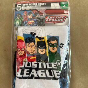 New Set of 5 Boys Justice League Underwear Sz 4 Superman Batman 100%Cotton